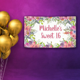 Lona Floral Acuarela Morado Rosado Vegetación Dulces 16