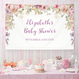 Lona Floral Baby Shower orchids backdrop banner