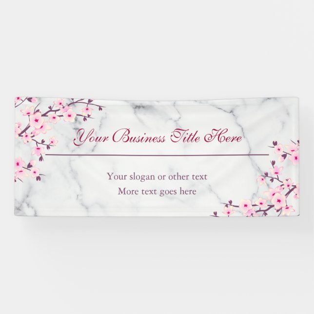 Lona Floral Cherry Blossom Gray Marble Business (Horizontal)