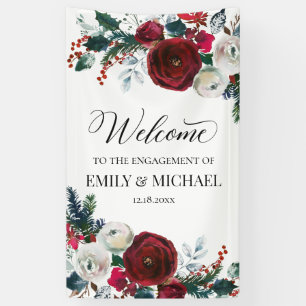 Lona Floral Christmas Engagement party banner custom