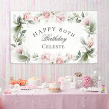 Floral de acuarela rosa Femenina 80 cumpleaños
