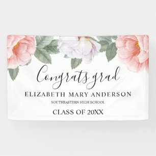 Lona Floral de color de agua rosa del partido de gradua