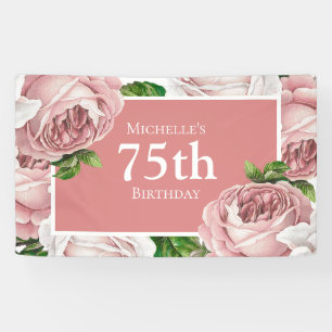 Lona Floral de cosecha rosa Rubor 75º cumpleaños
