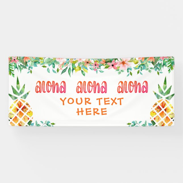 Lona Floral de piña tropical ALOHA personalizada (Horizontal)