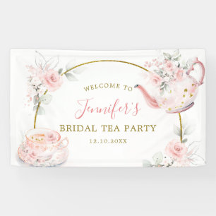 Lona Floral dorada rosa ducha de novia Fiesta de té gra