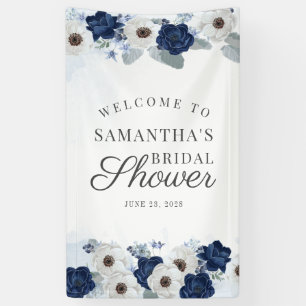 Lona Floral Dusty Blue Navy Botanal Bridal Shower
