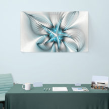 Floral Elegance Modern Abstract Blue Fractal Art