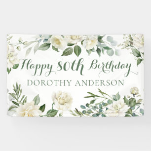 Lona Floral Feliz 80 Cumpleaños