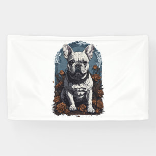 Lona Floral gótica de Bulldog francés