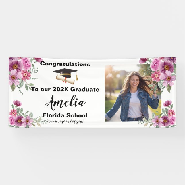 Lona Floral Graduation Celebration Photo (Horizontal)