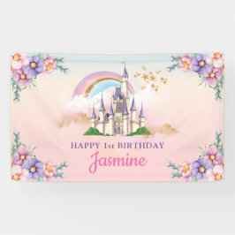 Lona Floral Magical Princess Castle Backdrop / Banner