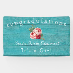 Lona Floral rosada rústica es una bebida grisácea Chica