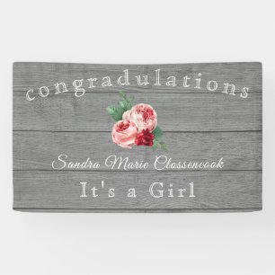 Lona Floral rosada rústica es una bebida grisácea Chica