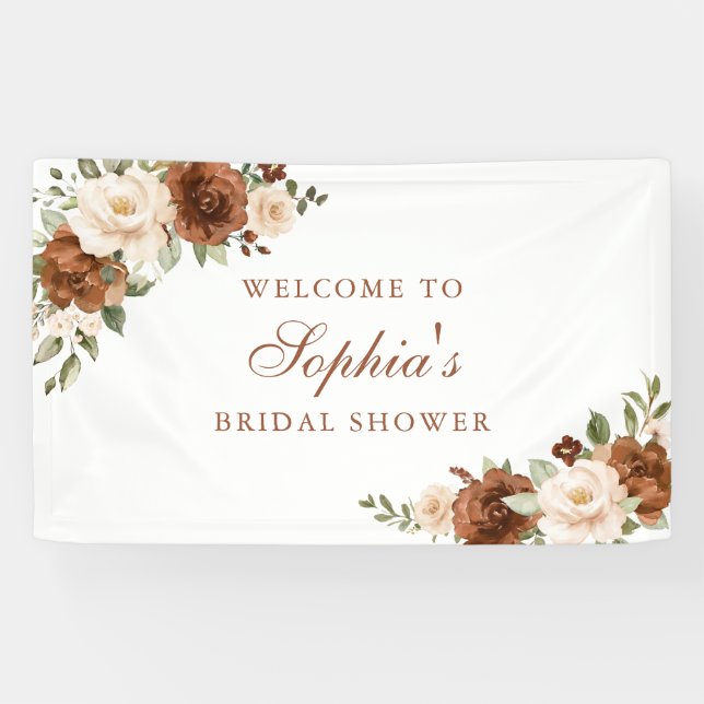 Lona Floral Rust Peach Greenery Naranja Bridal Shower (Horizontal)