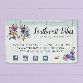 Lona Floral rústica Cow Skull acuarela Madera Boho Moda