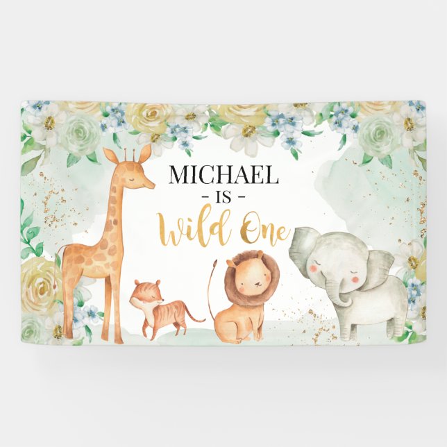 Lona Floral Safari Wild One Banner (Horizontal)