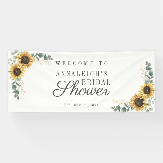 Lona Floral Sunflower Moderno Bridal Shower Bienvenida (Horizontal)