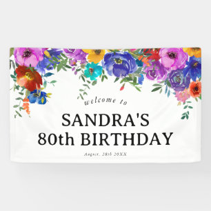 Lona Florales Acuarela Brillantes y Audaces Cumpleaños 