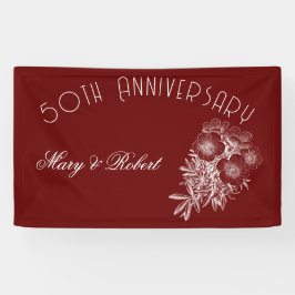 Lona Floreciente 50 aniversario - burdeos y blanco