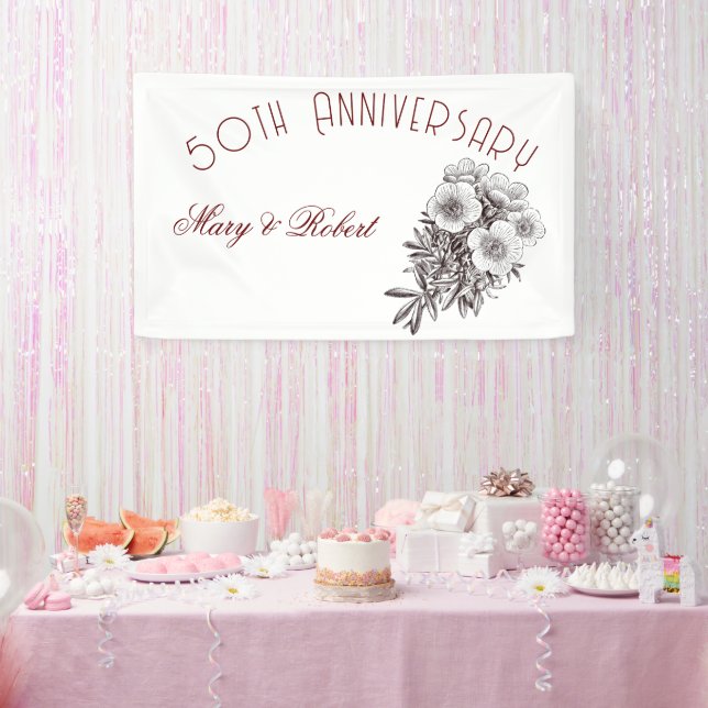 Lona Floreció 50º aniversario - personalizado  (Fiesta)