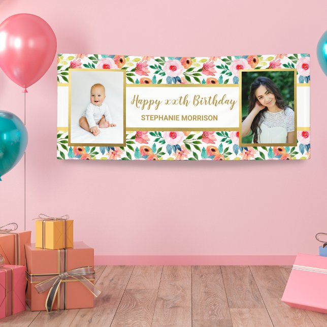 Lona Flores acuarelas, 2 Personalizados de fotografía T (Subido por el creador)