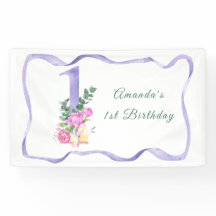 Flores acuarelas fiesta de primer cumpleaños