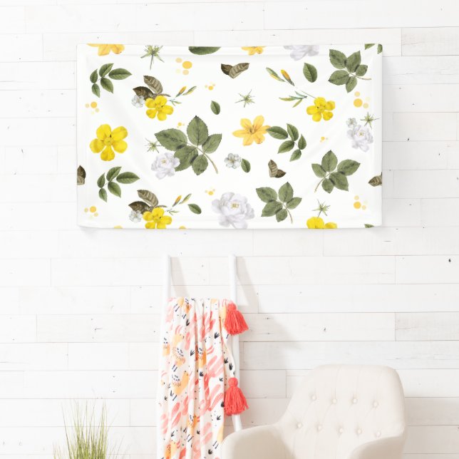 Lona Flores amarillas y rosas blancas 3 (In situ)