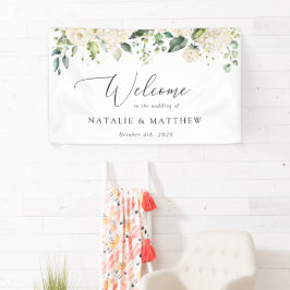 Lona Flores Blancas, Flores Crema, Bienvenida de Boda