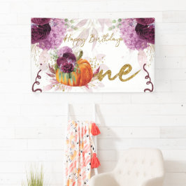 Lona Flores de Borgoña de Calabaza de Cumpleaños Feliz