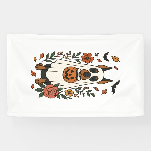 Lona Flores de Doberman Pinscher de Halloween (Horizontal)