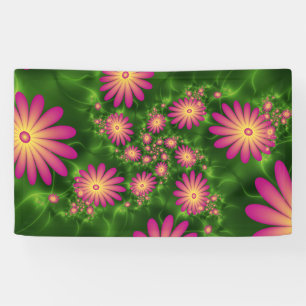 Lona Flores de fantasía rosa arte fractal abstracto mod