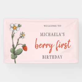 Lona Flores de fresa cutáneo Berry Primer cumpleaños