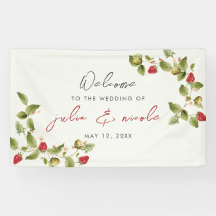 Lona Flores de Fresa Silvestre Dulce Roja Boda