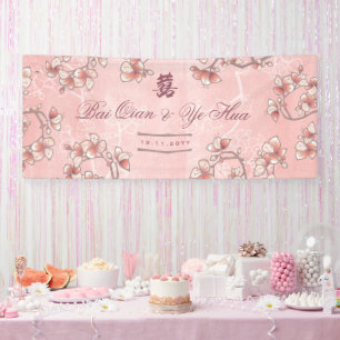Lona Flores de melocotón Doble Felicidad Boda China