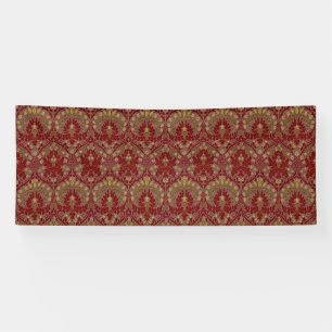 Lona Flores de Otoño Vintage Rojo Dorado William Morris