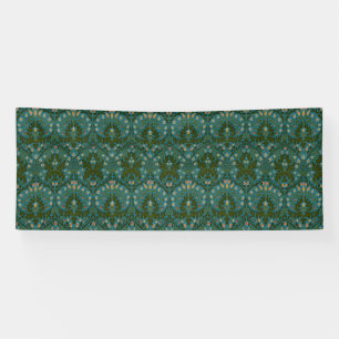 Lona Flores de Otoño Vintage Verde Azul William Morris