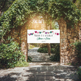 Lona flores de romance de jardín boda blanco Banner