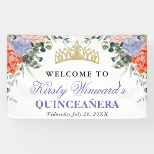 Lona Flores Moradas y Anaranjadas Quinceañera