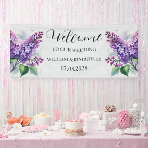 Lona Flores púrpuras florales de Lilac Boda elegante rú