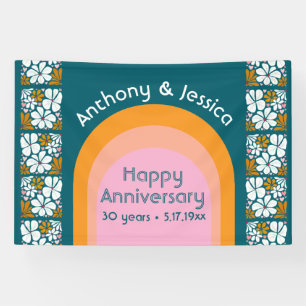 Lona Flores retro en aniversario ruidosas 70 Boho