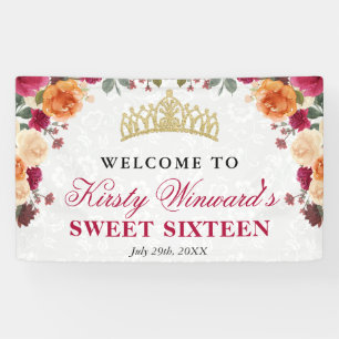 Lona Flores rojas y anaranjadas de otoño Sweet 16