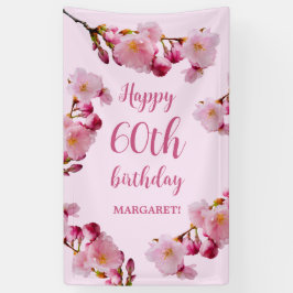 Lona Flores Rosadas de Cerezo en Flor 60º Cumpleaños Fe