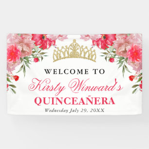 Lona Flores Rosadas y Rubor Quinceañera