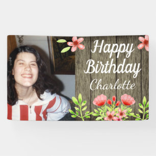 Lona Flores rosas Rústicas de cumpleaños feliz madrug