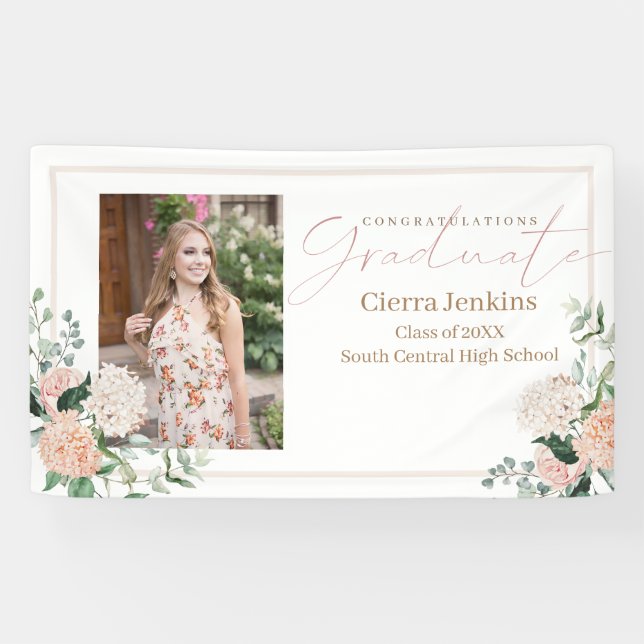 Lona Flores rosas Una Graduación De Caligrafía Fotográf (Horizontal)