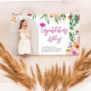 Lona Flores silvestres brillantes felicitaciones rosada