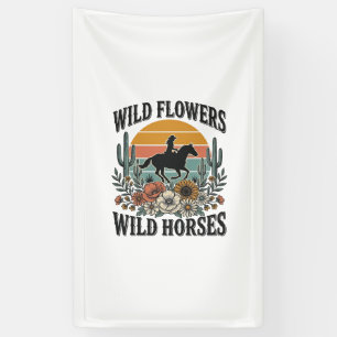 Lona Flores Silvestres Caballos Salvajes Camisa Floral 