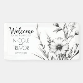 Lona Flores Silvestres en Negro y Blanco Intenso