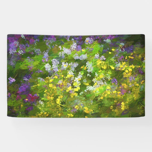 Lona Flores silvestres Impasto Pintura - Arte de flores (Horizontal)