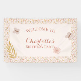 Lona Flores silvestres rosadas de Gingham Butterfly